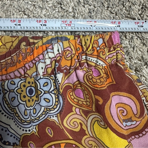 JOHNNY WAS Brooklyn Paisley Silk Set XL yellow purple pajama pants short sleeve - Picture 10 of 16